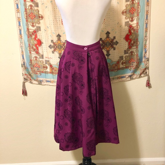 Bettie Page Clothing Wildflower Purple Cir Skirt - Picture 4 of 5